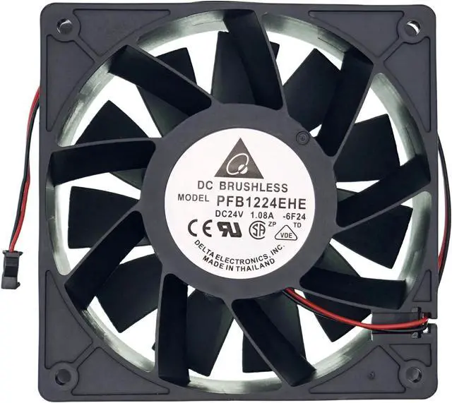 Main image of for Delta PFB1224EHE-6F24 Cooling Fan, 24V 1.08A 21.6W 4000RPM 181.27CFM 120X120X38MM 2-Wire Inverter Fan