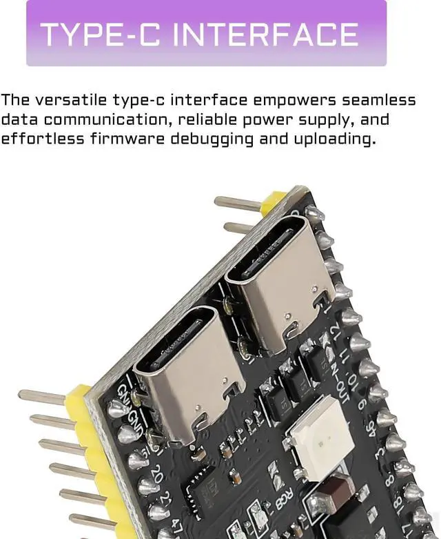 Alt view image 5 of 5 - YEJMKJ 3pcs ESP32 S3 Development Board ESP32-S3-DevKitC-1-N16R8 WiFi + Bluetooth MCU Module, Dual Type-C ESP32-S3-WROOM-1 Cores Microcontroller Processor Integrates Complete Wi-Fi and BLE Functions