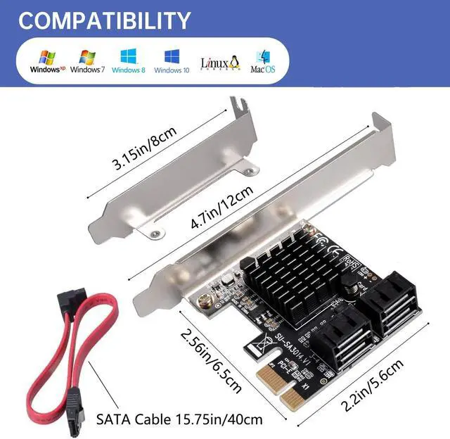 Alt view image 4 of 4 - 4-Port SATA 3.0 PCIe Expansion Card with Low Profile Bracket