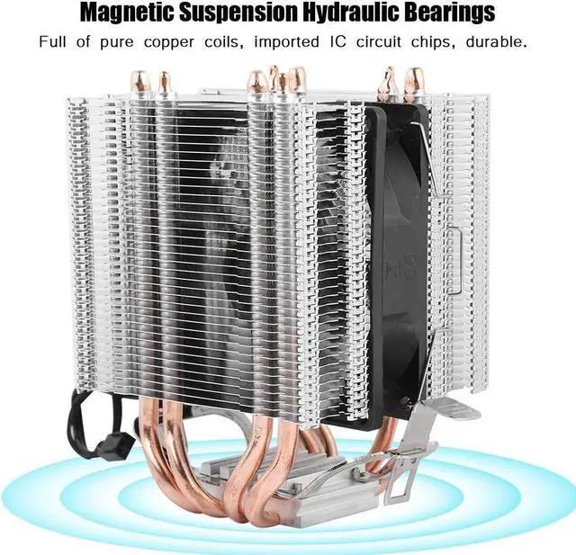 Alt view image 3 of 5 - Single Fan Radiator, 4 Heat Pipe CPU Fan Radiator Cooler Heat Sink, for Intel LGA AMD 1366 1155 775, High Efficiency and Low Power Consumption.