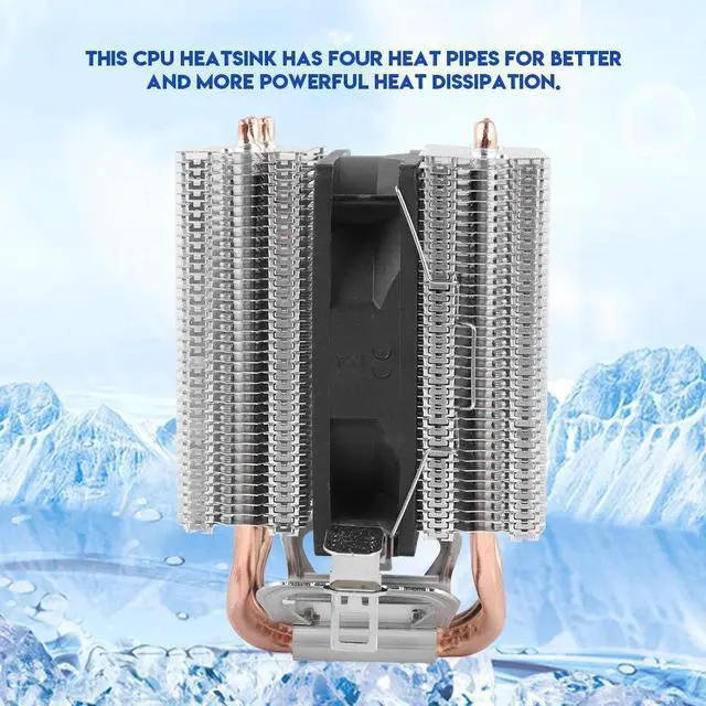 Alt view image 4 of 5 - Single Fan Radiator, 4 Heat Pipe CPU Fan Radiator Cooler Heat Sink, for Intel LGA AMD 1366 1155 775, High Efficiency and Low Power Consumption.