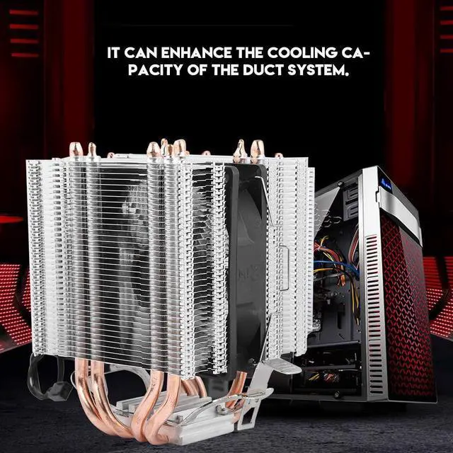 Alt view image 5 of 5 - Single Fan Radiator, 4 Heat Pipe CPU Fan Radiator Cooler Heat Sink, for Intel LGA AMD 1366 1155 775, High Efficiency and Low Power Consumption.