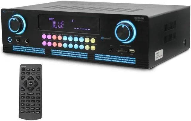 Main image of Technical Pro 2000-Watt Bluetooth Stereo Power Amplifier - Digital Spectrum Display, Cooling Fan, Versatile Inputs, Karaoke Features, and Remote Control for Ultimate Audio Control