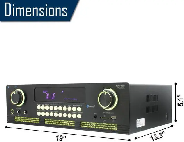Alt view image 2 of 5 - Technical Pro 2000-Watt Bluetooth Stereo Power Amplifier - Digital Spectrum Display, Cooling Fan, Versatile Inputs, Karaoke Features, and Remote Control for Ultimate Audio Control