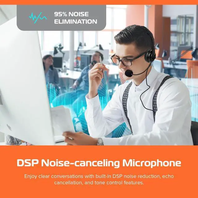 Alt view image 3 of 5 - Spracht ZUM3500 Stereo 3.5mm and USB Dual Ear Universal Headset with Microphone | Office Headset for Computer, Smartphones & Tablets | Plug-and-Play, no Drivers |The Ultimate USB Headset Experience
