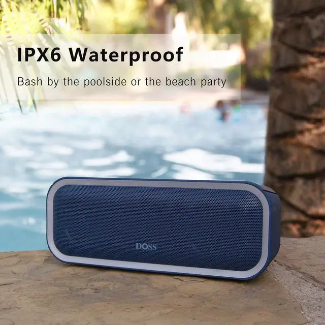 Alt view image 4 of 5 - DOSS SoundBox Pro+ Bluetooth Speaker with 24W Impressive Sound, Booming Bass, IPX6 Waterproof, 15Hrs Playtime, Wireless Stereo Pairing, Mixed Colors Lights, 66 FT- Blue
