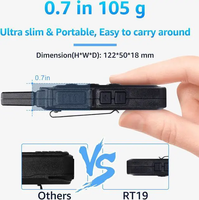 Alt view image 2 of 5 - Retevis RT19 Mini Walkie Talkie, Walkie Talkies with Earpiece, 1300mAh, Metal Clip, Portable, Compact Two Way Radio for Adults Business Office School Church Restaurant Retail(10 Pack)