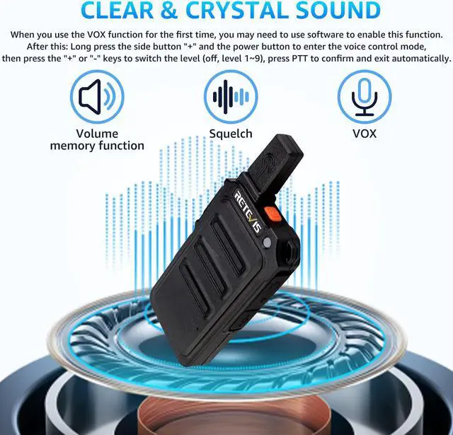 Alt view image 5 of 5 - Retevis RT19 Mini Walkie Talkie, Walkie Talkies with Earpiece, 1300mAh, Metal Clip, Portable, Compact Two Way Radio for Adults Business Office School Church Restaurant Retail(10 Pack)
