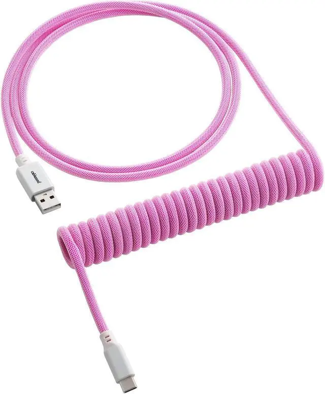 Main image of CableMod Classic Coiled Keyboard Cable (Strawberry Cream, USB A to USB Type C, 150cm)