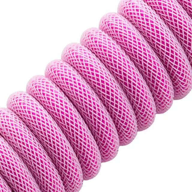 Alt view image 2 of 4 - CableMod Classic Coiled Keyboard Cable (Strawberry Cream, USB A to USB Type C, 150cm)