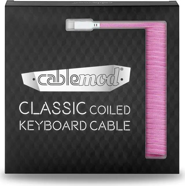 Alt view image 4 of 4 - CableMod Classic Coiled Keyboard Cable (Strawberry Cream, USB A to USB Type C, 150cm)