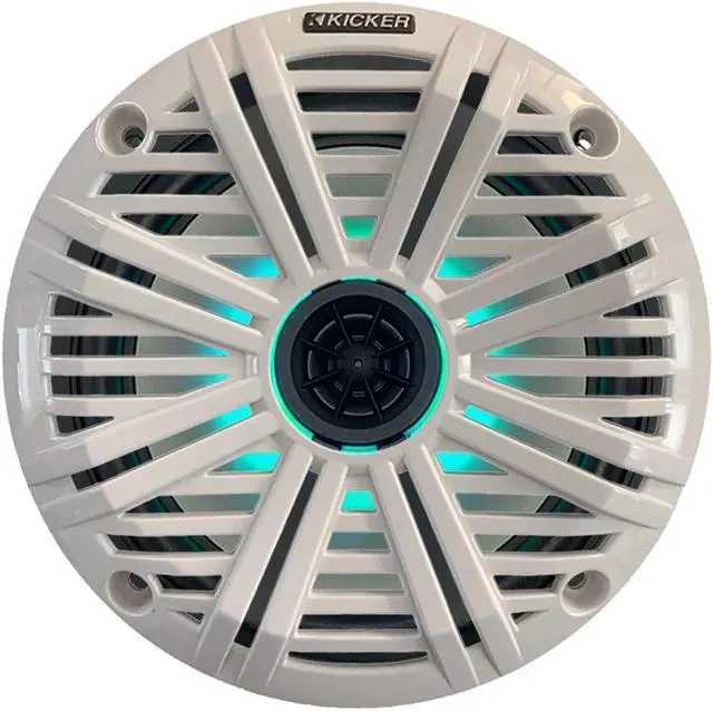 Alt view image 3 of 4 - 1 Pair (QTY 2) of Kicker 6.5" 2-Way 195 Watts Max Power Coaxial Marine Audio MultiColor LED Speakers with White Salt Water Grilles, 50-Feet 16-Gauge Speaker Wire