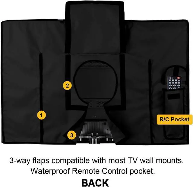 Alt view image 4 of 5 - KHOMO GEAR Outdoor TV Cover with Clear Front Universal Weatherproof Protector for 36-38 Inch TV - Fits Most Mounts & Brackets