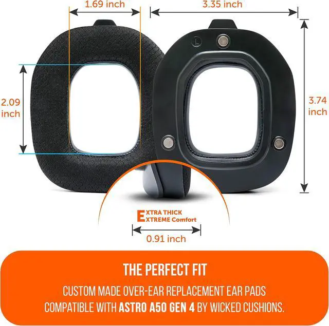 Alt view image 3 of 5 - A50 WC Freeze A50 - Cooling Gel Replacement Earpads for Astro A50 Gen 4 and Astro A50X Only, Made by Wicked Cushions, Improved Durability, Thickness and Sound Isolation | Black