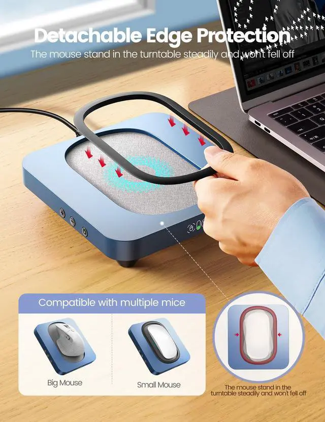 Alt view image 4 of 5 - Vaydeer Enlarged Turntable Mouse Mover, Max 3 Mouse Jiggler with Adjustable Intervals User-Friendly Buttons and LED Display Mouse Shaker Wiggler to Keep Your PC Awake