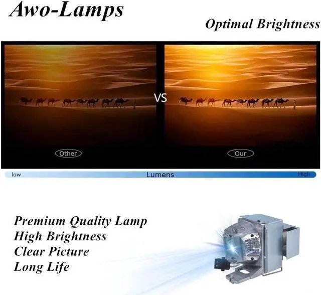 Alt view image 4 of 5 - AWO Original P-VIP210W Lamp Bulb for BL-FP240G / SP.7AZ01GC01 with Housing for OPTOMA DH350,EH334,EH335,EH336,EH337,HD143X,HD144X,HD270e,HD27Be,HD27e,WU335,WU337 Projectors