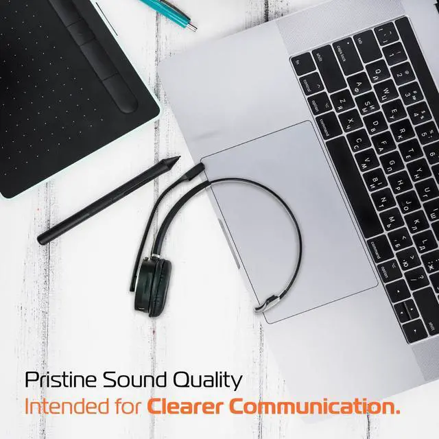 Alt view image 5 of 5 - Spracht HS-2050 Single Ear Wireless Bluetooth Headset with Base Station | Noise Cancelling Headphones with Microphone for Pc, Laptop, Work from Home, Skype, Zoom, Call Centers, Office, Trucker