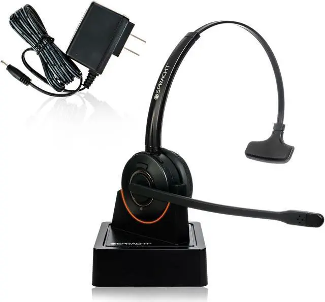 Main image of Spracht HS-2050 Single Ear Wireless Bluetooth Headset with Base Station | Noise Cancelling Headphones with Microphone for Pc, Laptop, Work from Home, Skype, Zoom, Call Centers, Office, Trucker