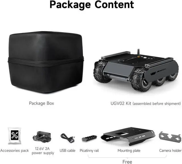 Alt view image 2 of 5 - waveshare Flexible and Expandable 6x4 Off-Road UGV, Multiple Hosts Support, with Extension Rails and ESP32 Slave Computer, 6 Wheels 4WD Mobile Robot Chassis