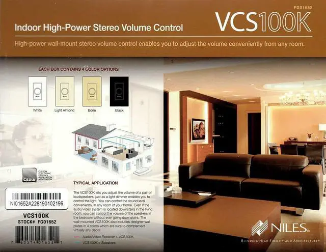 Alt view image 5 of 5 - Niles 5 Pack VCS100K In Wall Rotary Switches, White, ON-ON Operation