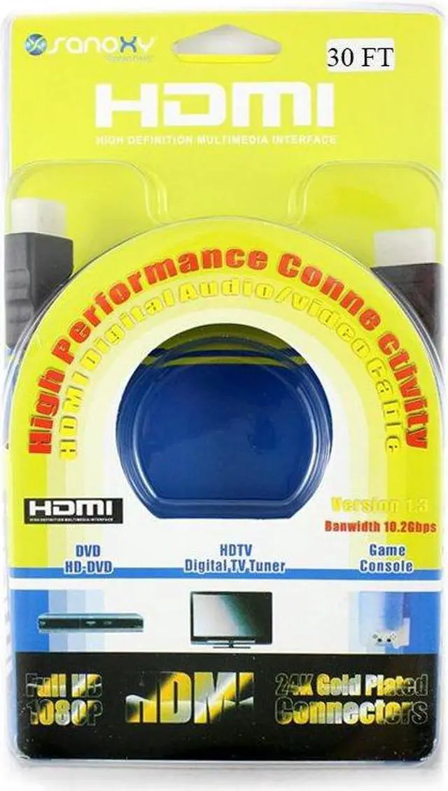 Alt view image 3 of 4 - SANOXY High Speed HDMI Cable (30 Ft) with Ethernet - Supports 3D & Audio Return Channel [Latest Version] - 30 FEET