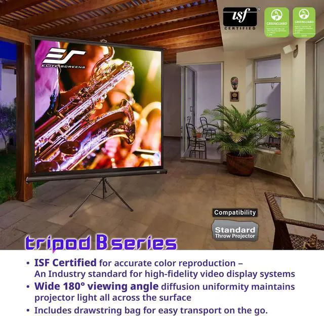 Alt view image 3 of 5 - Elite Screens Tripod B, 85-INCH 1:1, Lightweight Pull Up Foldable Stand, Manual, Movie Home Theater Projector Screen, 4K / 8K Ultra HDR 3D Ready, 2-YEAR WARRANTY, T85SB