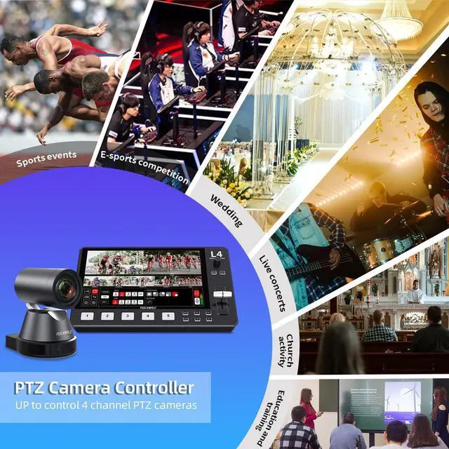 Alt view image 5 of 5 - FEELWORLD L4 Video Mixer Switcher with 10.1" LCD Touch Screen, Multi-Camera USB3.0 Fast Live Streaming Broadcast 4 HDMI in 1 SDI in T bar Simply Swithing