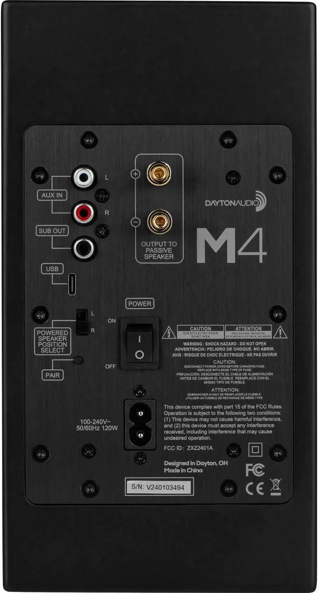 Alt view image 5 of 5 - Dayton Audio M4 Powered Desktop Speakers with Bluetooth and USB DAC | Remote Included | 150W Peak Power | Pair (Black, 4in)
