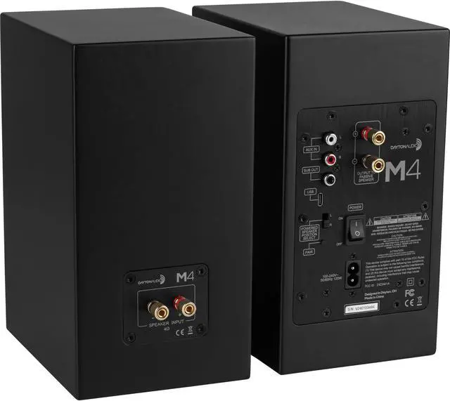 Alt view image 2 of 5 - Dayton Audio M4 Powered Desktop Speakers with Bluetooth and USB DAC | Remote Included | 150W Peak Power | Pair (Black, 4in)