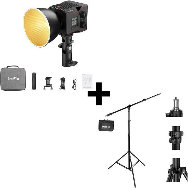 Main image of Bundle: SmallRig RC 60B COB Video Light with Built-in 3400mAh Battery & Type-C PD Fast Charging and Aluminum Light Stand 110"/9.2ft/280cm