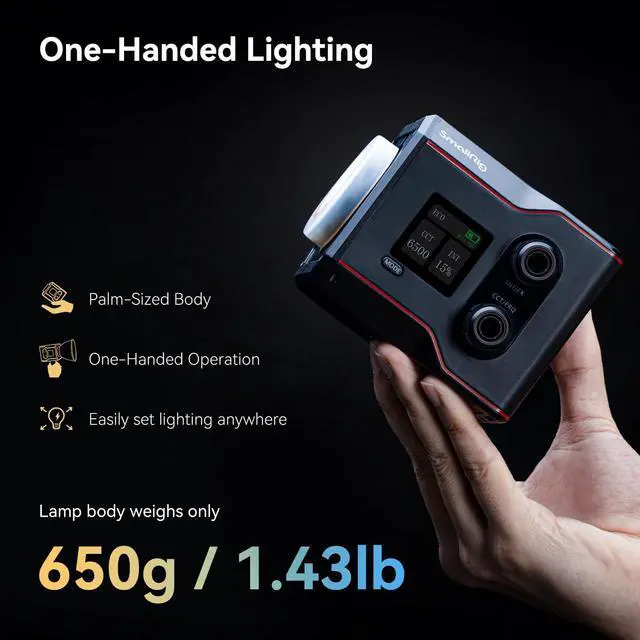 Alt view image 4 of 5 - Bundle: SmallRig RC 60B COB Video Light with Built-in 3400mAh Battery & Type-C PD Fast Charging and Aluminum Light Stand 110"/9.2ft/280cm