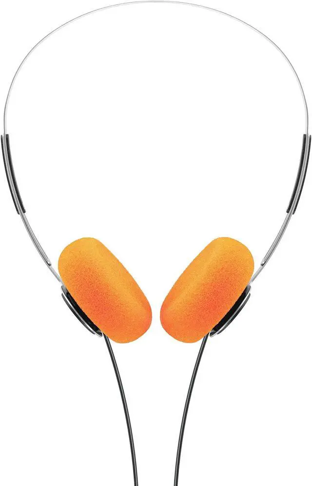 Alt view image 2 of 5 - Koss x Retrospekt P/21 Retro On-Ear Headphones, Retro Orange Foam, Adjustable Headband, Wired 3.5mm Plug, Orange Black and Silver