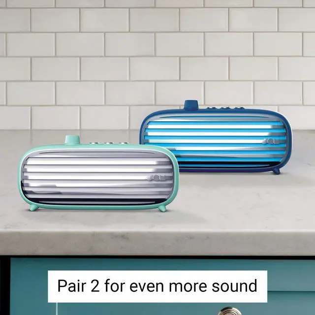 Alt view image 5 of 5 - JAM Retro Classic+ Blutooth Speaker, 12 Hours Play Time, Aux-in Port, USB Charging, Blue