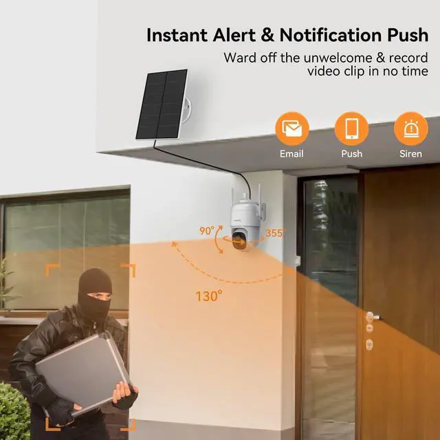 Alt view image 3 of 5 - LongPlus 3 Pack Wireless Outdoor Security Camera + PTZ Solar Powered Outdoor Cameras for Home Security, Wireless WiFi Camera with AI Detection, Color Night Vision,Spotlight,2 Way Audio,Only2.4Ghz