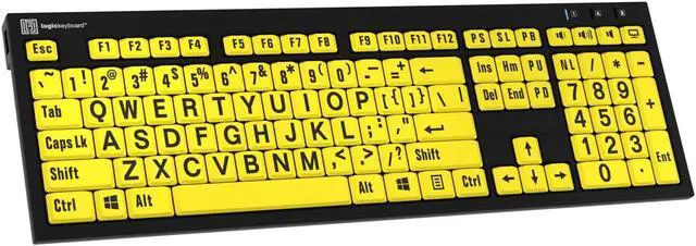 Alt view image 3 of 5 - Logickeyboard 'Slimline Nero' with Large Print  Black Letters on Yellow Keys  Made for Windows PC  Including LogicLight Lamp  p/n LKBU-LPBY-BJPU-US