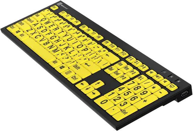 Alt view image 4 of 5 - Logickeyboard 'Slimline Nero' with Large Print  Black Letters on Yellow Keys  Made for Windows PC  Including LogicLight Lamp  p/n LKBU-LPBY-BJPU-US