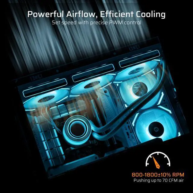 Alt view image 5 of 5 - LTC CF-121D 120mm PC Case Fan, Daisy-Chain Connection, 5V 3Pin ARGB Lighting, 4 Pin PWM Case Fan, for Radiator/Computer Case Cooling, 120x120x25mm, 3 Pack, White