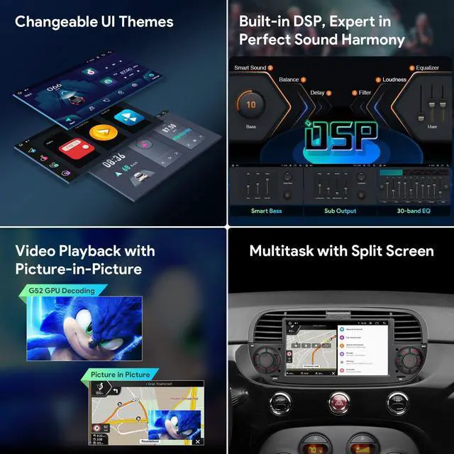 Alt view image 5 of 5 - XTRONS Single Din Car Stereo for Fiat 500, Android 13 Octa Core 4GB RAM 64GB ROM Car Radio Player, 7 Inch IPS Touch Screen GPS Navigation for Car Head Unit DSP Car Play Android Auto 4G LTE (Black)