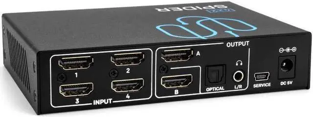 Alt view image 2 of 4 - Sewell 4x2 4K HDMI 2.0 Matrix Switcher, 4K@60Hz 4:4:4 HDR, HDMI, Black