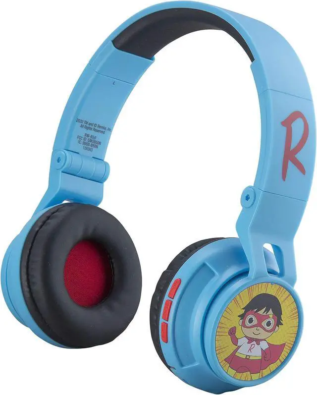Main image of Ryans World Kids Bluetooth Headphones, Wireless Headphones with Microphone Includes Aux Cord, Volume Reduced Kids Foldable Headphones for School, Home, or Travel