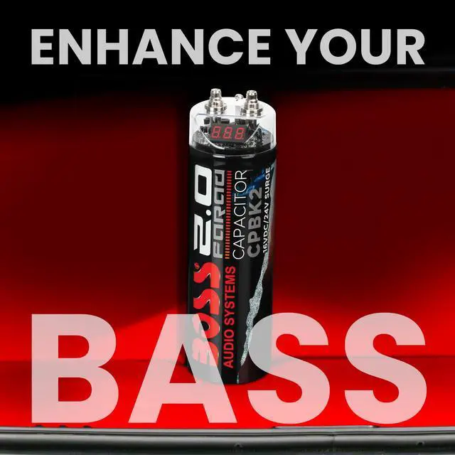 Alt view image 2 of 5 - BOSS Audio Systems CPBK2 Car Capacitor - 2 Farad, Energy Storage, Enhance Bass From Stereo, 3 Digit Voltage Display, Charging Status LED