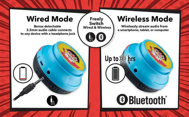 Alt view image 5 of 5 - Ryans World Kids Bluetooth Headphones, Wireless Headphones with Microphone Includes Aux Cord, Volume Reduced Kids Foldable Headphones for School, Home, or Travel