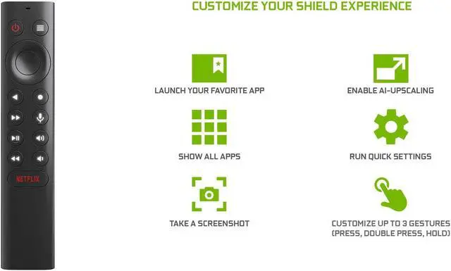 Alt view image 2 of 5 - NVIDIA SHIELD Remote; Voice Search, Motion-Activated, Backlit Buttons, Customizable Menu Buttons, and IR Blaster to Control your TV