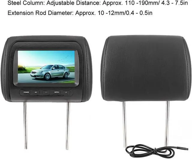 Alt view image 3 of 5 - Dual headrest screen-2pcs 7 in Wireless Control Adjustable Headrest LCD Video Player USB MP5 Display Black