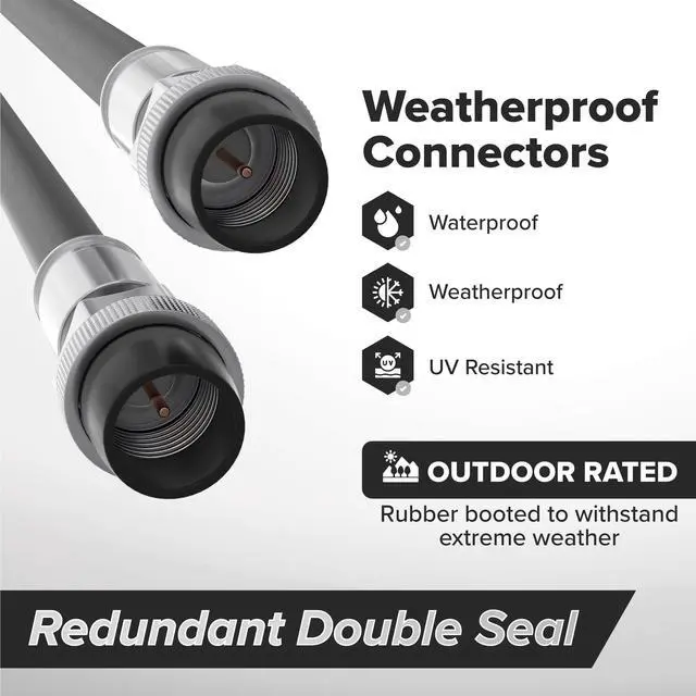 Alt view image 3 of 5 - THE CIMPLE CO Coaxial Cable, 125 FT, Weatherproof Rubber Boot, Indoor/Outdoor TV Cable, High Speed Internet, Dual Shield, Satellite, Antenna, CATV, RG6, 38 Meters, Black