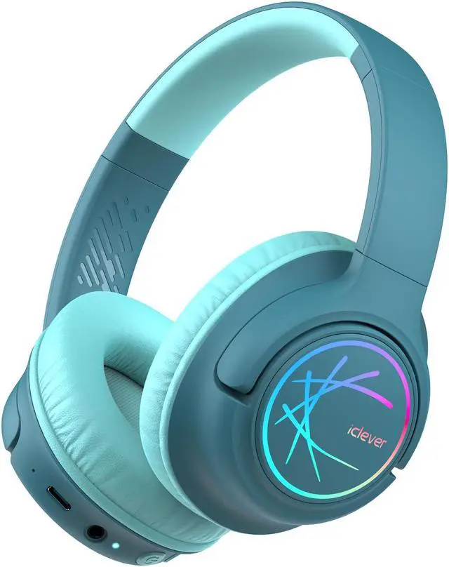 Main image of iClever Kids Bluetooth Headphones with LED Lights, BTH18 Safe Volume 74/85dBA, 43H Playtime, Bluetooth5.3 Kids Headphones Wireless Aux Cord for iPad/Tablet/Travel/School, Green