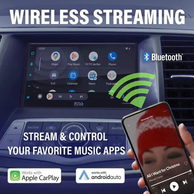 Alt view image 3 of 5 - BOSS Audio Systems BVCP9850W Car Stereo - Wireless Apple CarPlay & Android Auto, Double Din, 6.75 Inch Touchscreen, Bluetooth, No DVD CD Player, AM/FM Radio Receiver, Wireless Remote Control