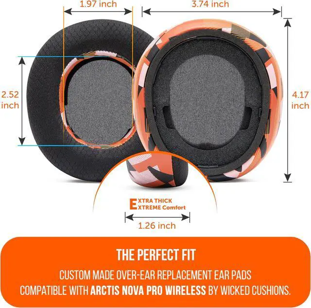 Alt view image 5 of 5 - WC Freeze Nova Pro Wireless - Cooling Gel Earpads for Arctis Nova Pro Wireless ONLY (Doesnt Fit Other Models), Made by Wicked Cushions, Improved Durability, Thickness & Sound Isolation | Orange Prism