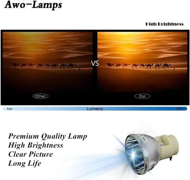 Alt view image 4 of 5 - AWO Original P-VIP230W Lamp Bulb for RLC-049 / 5J.JED05.001 / EC.K1700.001 for VIEWSONIC PJD6241,PJD6381,PJD6531W for BenQ TH683,W1090,HT1070 for ACER P1203,P1206,P1303W Projectors