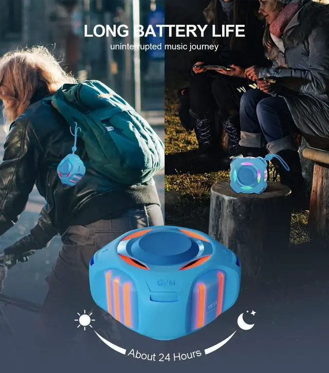 Alt view image 4 of 5 - COMISO Shower Bluetooth Speaker, IP67 Waterproof Speaker with LED Light, Portable Speaker, Floating, 2000mAh, True Wireless Stereo and Bass, Built-in-Mic, Ideal for Travel, Beach, Gifts for Unisex.